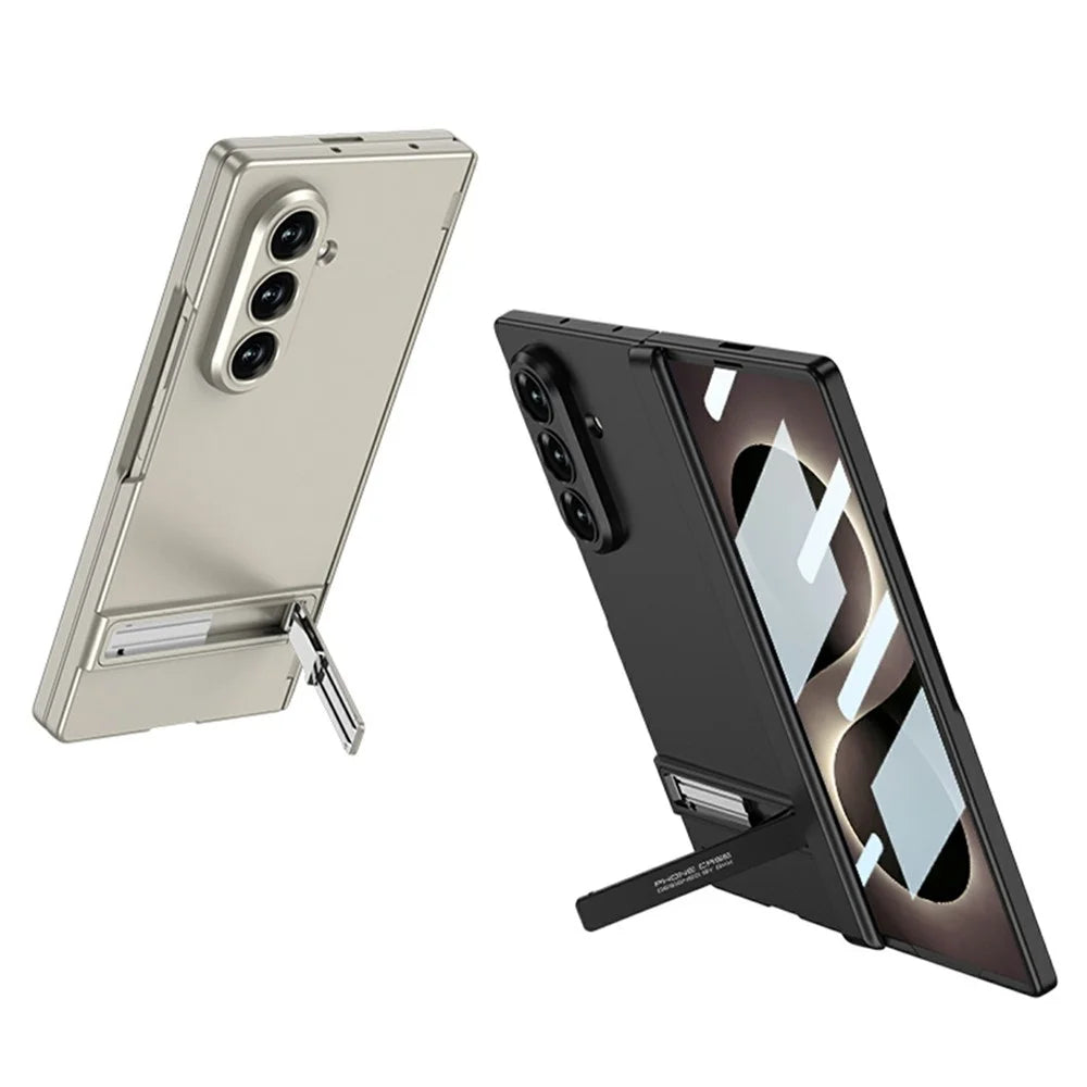 GKK For Samsung Galaxy Z Fold8 Ultra Kickstand Case Magnetic Hinge Protection PC + Tempered Glass Phone Cover - Silver - 4