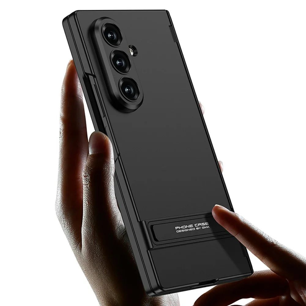 GKK For Samsung Galaxy Z Fold8 Ultra Kickstand Case Magnetic Hinge Protection PC + Tempered Glass Phone Cover - Silver - 7