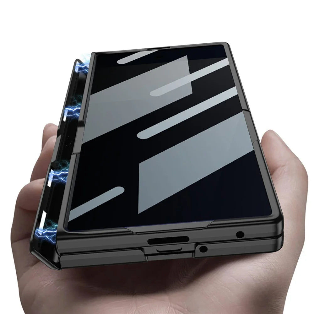 GKK For Samsung Galaxy Z Fold8 Ultra Case Kickstand Magnetic Folding PC Phone Cover with Privacy Front Screen Film - Black - 2