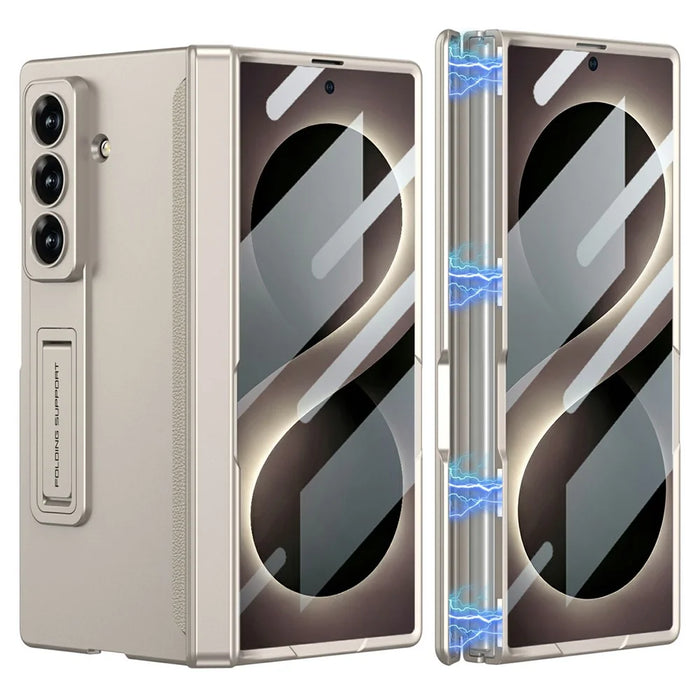 GKK For Samsung Galaxy Z Fold8 Ultra Case with Clear Screen Film Magnetic Hinge Kickstand Phone Cover - Titanium Grey - 1