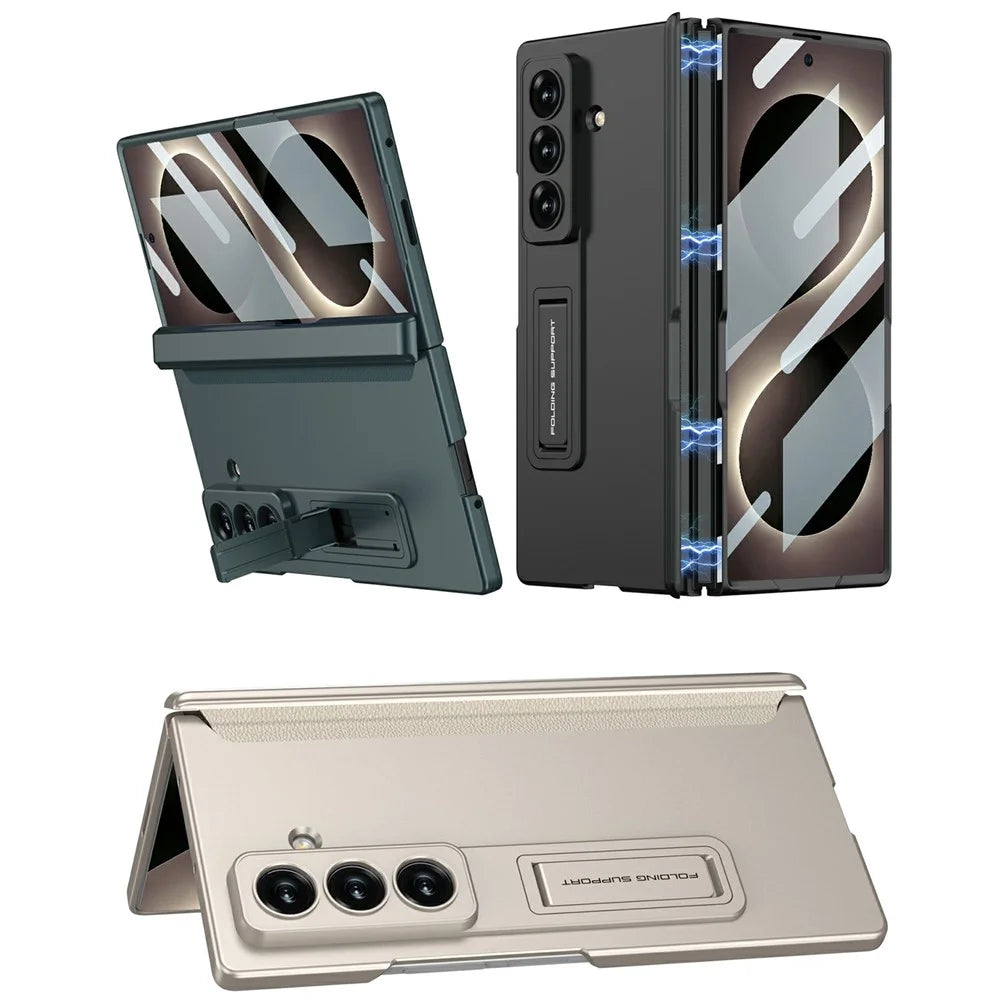GKK For Samsung Galaxy Z Fold8 Ultra Case with Clear Screen Film Magnetic Hinge Kickstand Phone Cover - Titanium Grey - 2