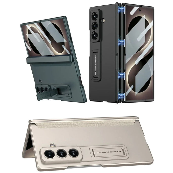 GKK For Samsung Galaxy Z Fold8 Ultra Case with Clear Screen Film Magnetic Hinge Kickstand Phone Cover - Titanium Grey - 2