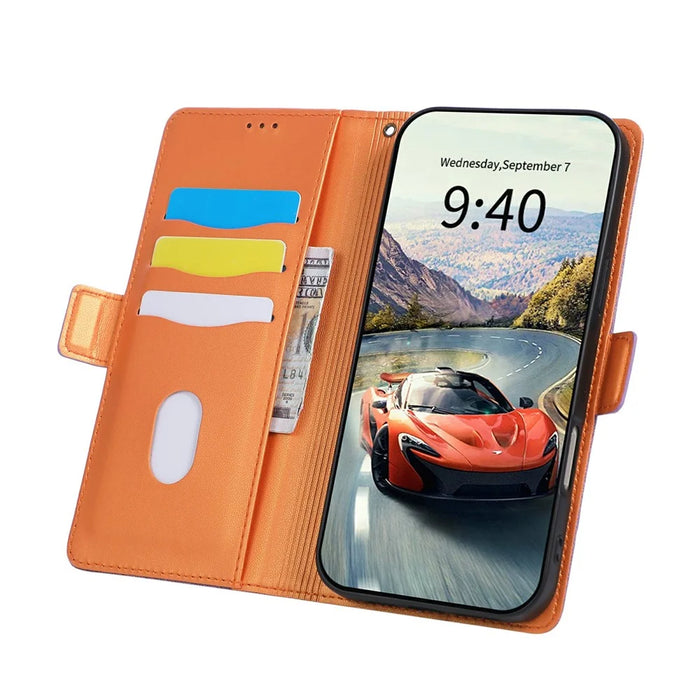For iPhone 16 Pro Max Case U-Shape Decoration Magnetic Side Clasp Wallet Leather Phone Cover with Wrist Strap - Purple - 2