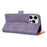 For iPhone 16 Pro Case U-Shape Decoration Magnetic Side Clasp Wallet Leather Phone Cover with Wrist Strap - Purple - 4