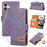 For iPhone 17 Case U-Shape Decoration Magnetic Side Clasp Wallet Leather Phone Cover with Wrist Strap - Purple - 1