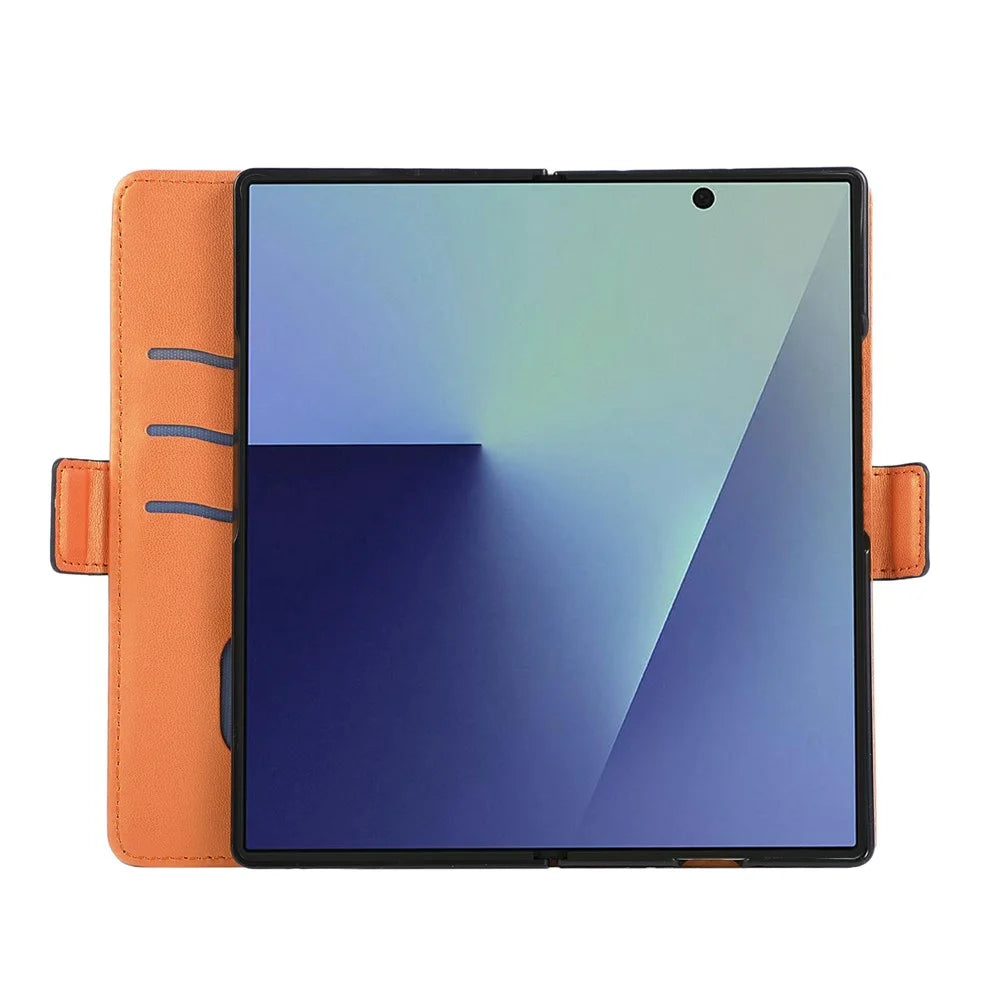 For Samsung Galaxy Z Fold8 Ultra Case U-Shape Decoration Magnetic Side Clasp Wallet Leather Phone Cover with Wrist Strap - Black - 2