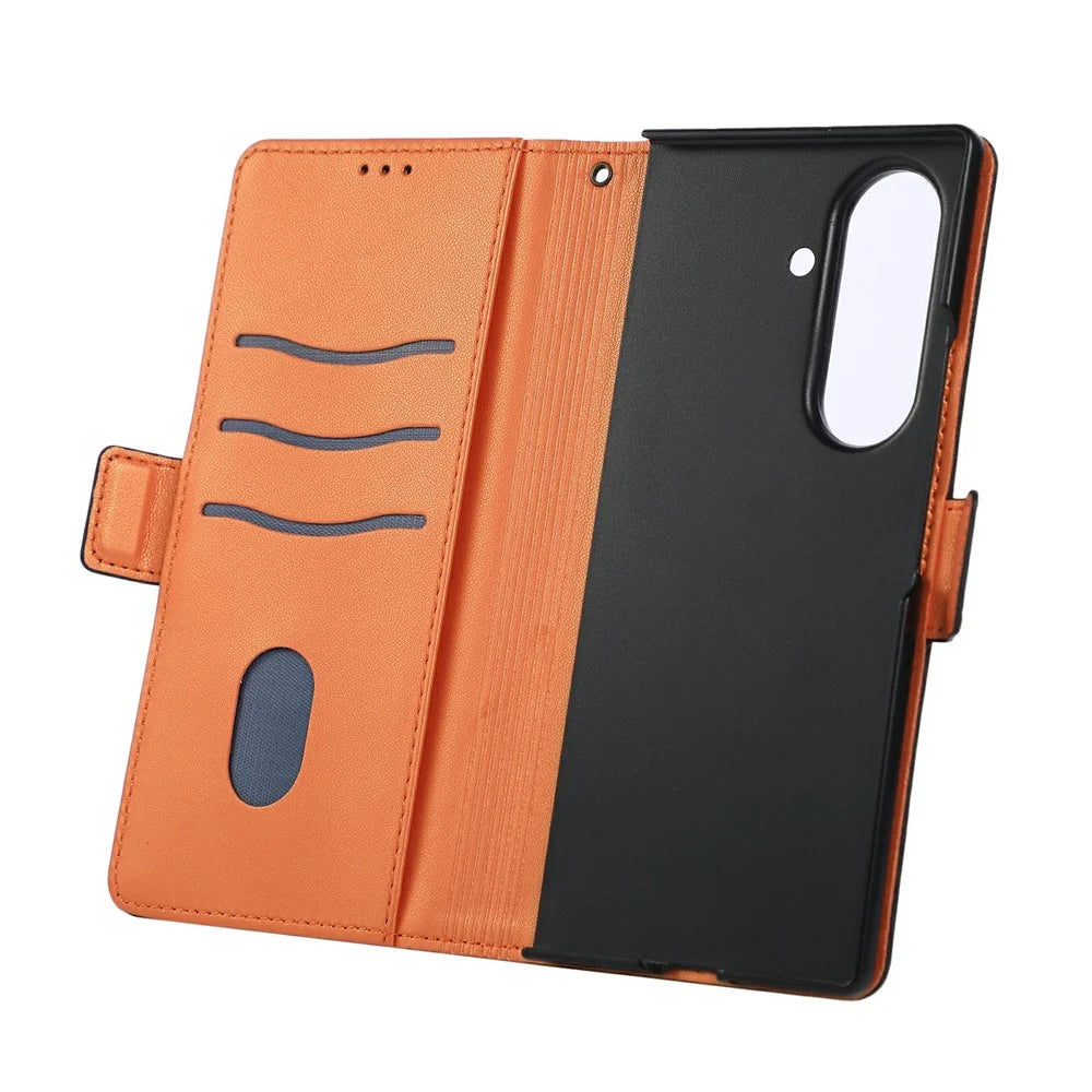 For Samsung Galaxy Z Fold8 Ultra Case U-Shape Decoration Magnetic Side Clasp Wallet Leather Phone Cover with Wrist Strap - Black - 6