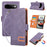 For Google Pixel 11 Pro XL Case U-Shape Decoration Magnetic Side Clasp Wallet Leather Phone Cover with Wrist Strap - Purple - 1