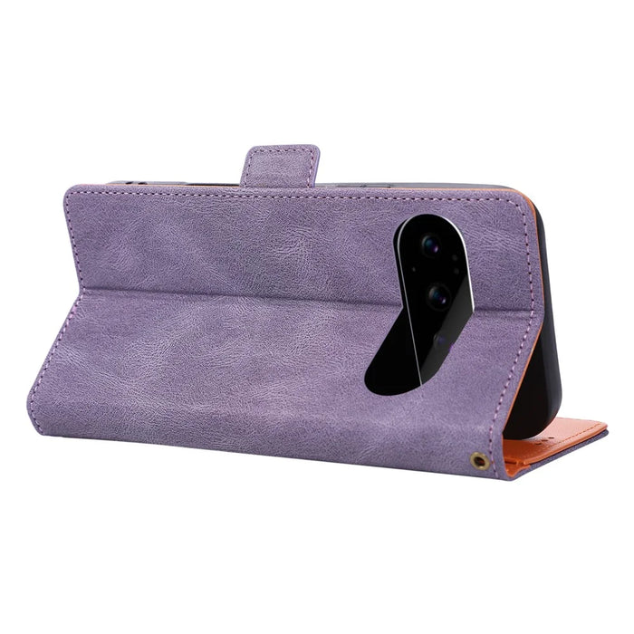 For Google Pixel 11 Pro XL Case U-Shape Decoration Magnetic Side Clasp Wallet Leather Phone Cover with Wrist Strap - Purple - 4