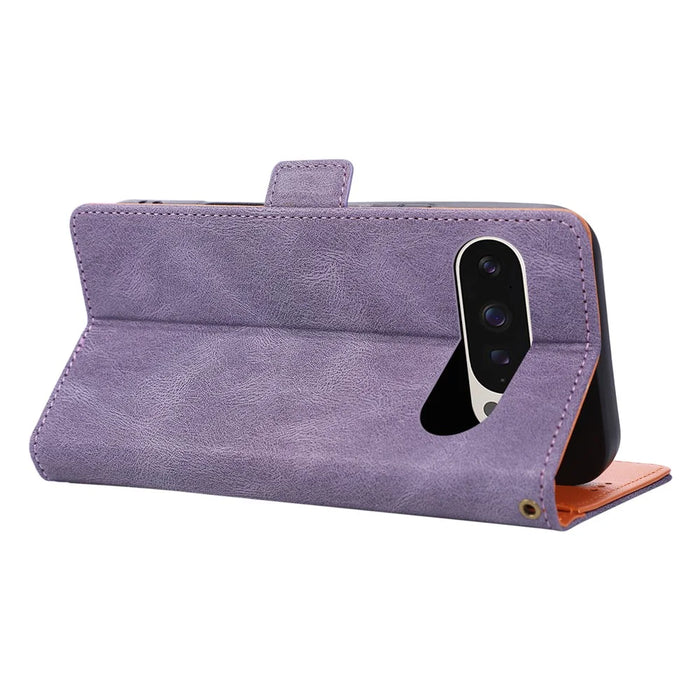 For Google Pixel 10 Pro XL Case U-Shape Decoration Magnetic Side Clasp Wallet Leather Phone Cover with Wrist Strap - Purple - 4