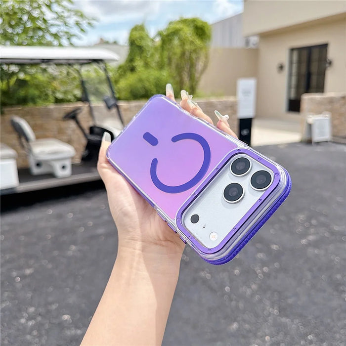 For iPhone 18 Pro Max / 17 Pro Max Magnetic Case Cute Fluorescent Design TPU Acrylic Phone Back Cover - Purple - 2