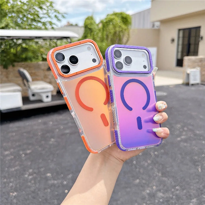 For iPhone 18 Pro / 17 Pro Magnetic Case Cute Fluorescent Design TPU Acrylic Phone Back Cover - Purple - 4