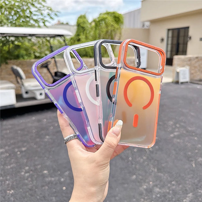 For iPhone 18 Pro / 17 Pro Magnetic Case Cute Fluorescent Design TPU Acrylic Phone Back Cover - Purple - 6