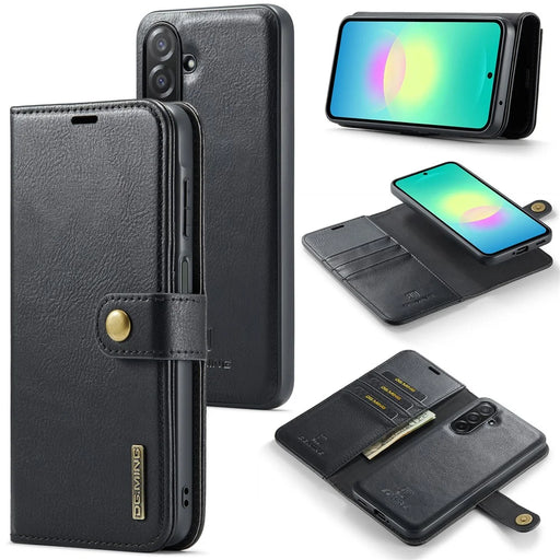 DG.MING for Samsung Galaxy A27 5G Leather Wallet Case Detachable 2 in 1 Split Leather Phone Cover - Black - 1