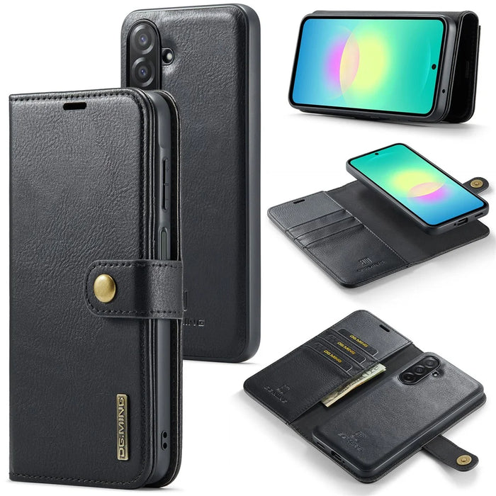 DG.MING for Samsung Galaxy A27 5G Leather Wallet Case Detachable 2 in 1 Split Leather Phone Cover - Black - 1