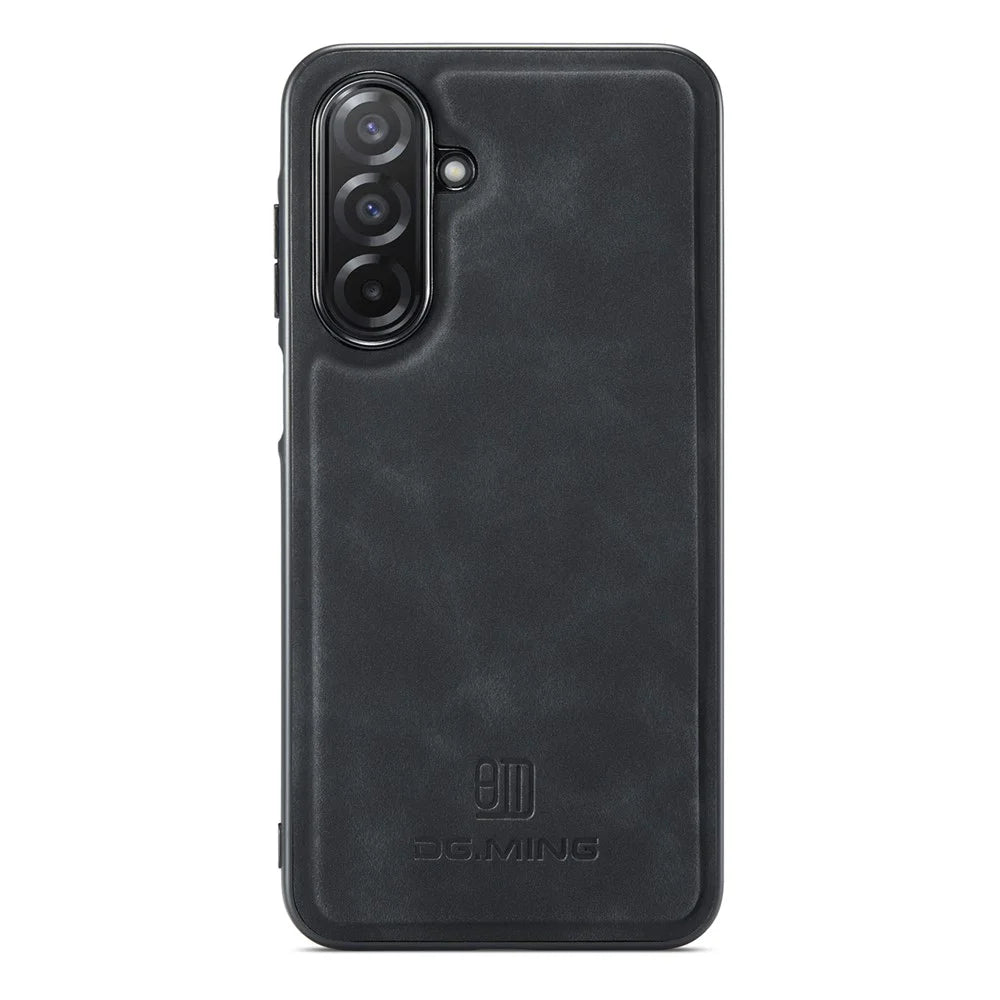 DG.MING For Samsung Galaxy A27 5G Case PU Leather Covered PC + TPU Hybrid Phone Shell - Black - 1