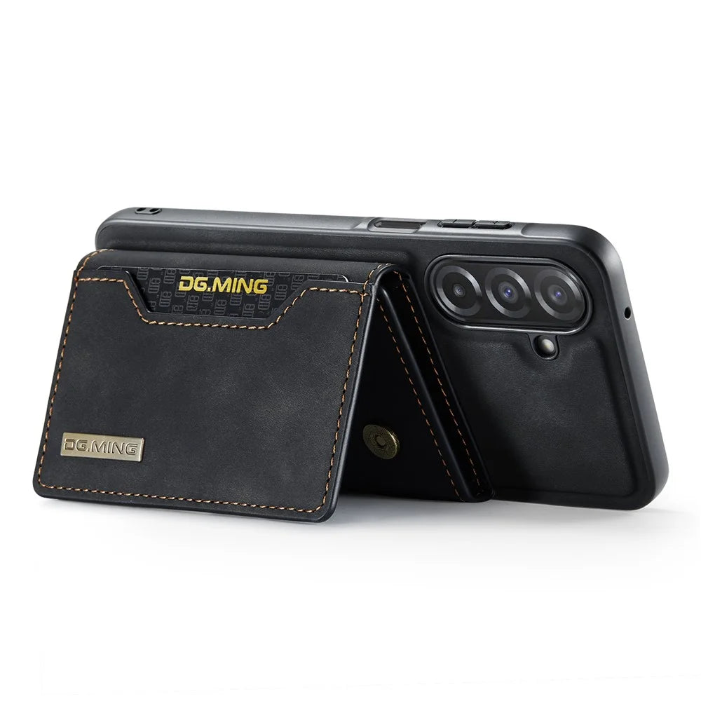 DG.MING M2 Series for Samsung Galaxy A27 5G Magnetic Case PU + PC + TPU Phone Cover Detachable Wallet Kickstand - Black - 4
