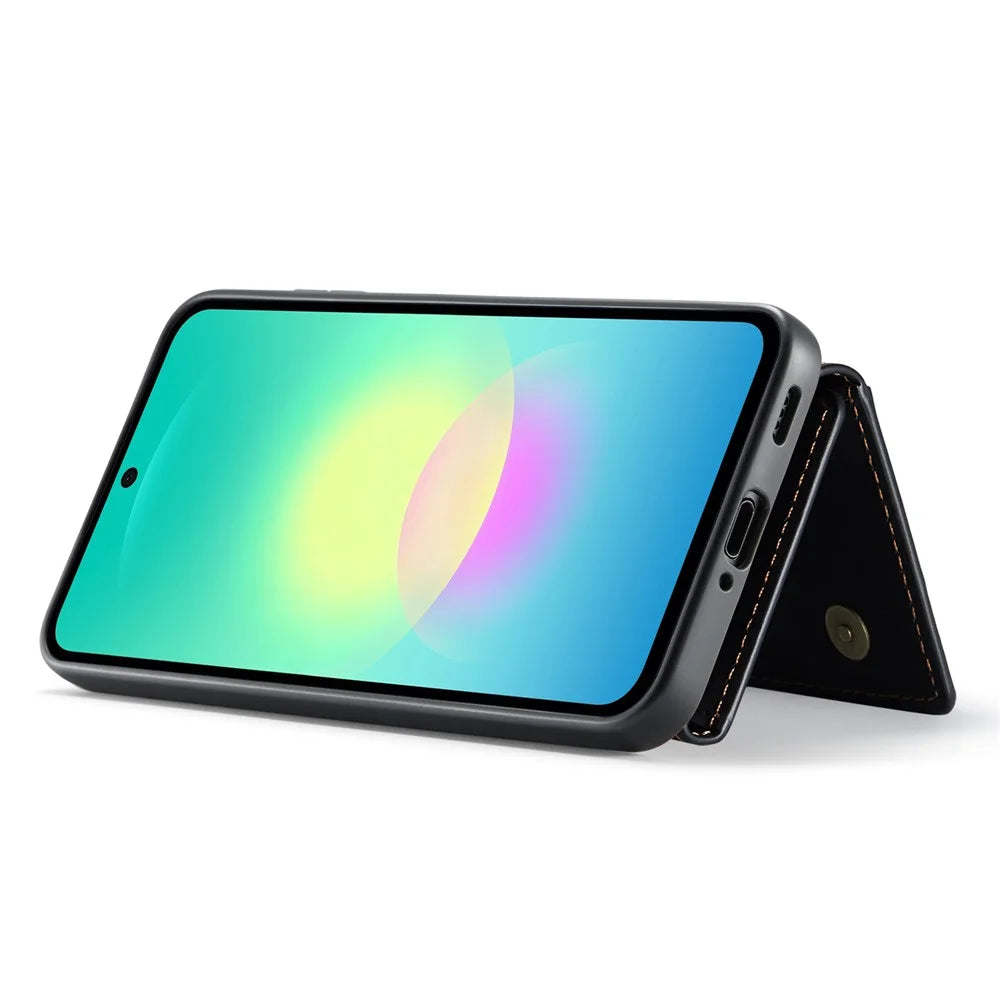 DG.MING M1 Series for Samsung Galaxy A27 5G Phone Case PU + TPU + PC Back Cover with Magnetic Tri-Fold Wallet Kickstand - Black - 4