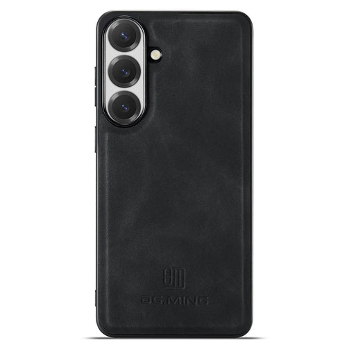 DG.MING For Samsung Galaxy S26 FE Case PU Leather Covered PC + TPU Hybrid Phone Shell - Black - 1