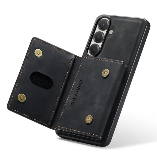 DG.MING M2 Series for Samsung Galaxy S26 FE Magnetic Case PU + PC + TPU Phone Cover Detachable Wallet Kickstand - Black - 2