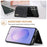 DG.MING M1 Series for Samsung Galaxy S26 FE Phone Case PU + TPU + PC Back Cover with Magnetic Tri-Fold Wallet Kickstand - Black - 5