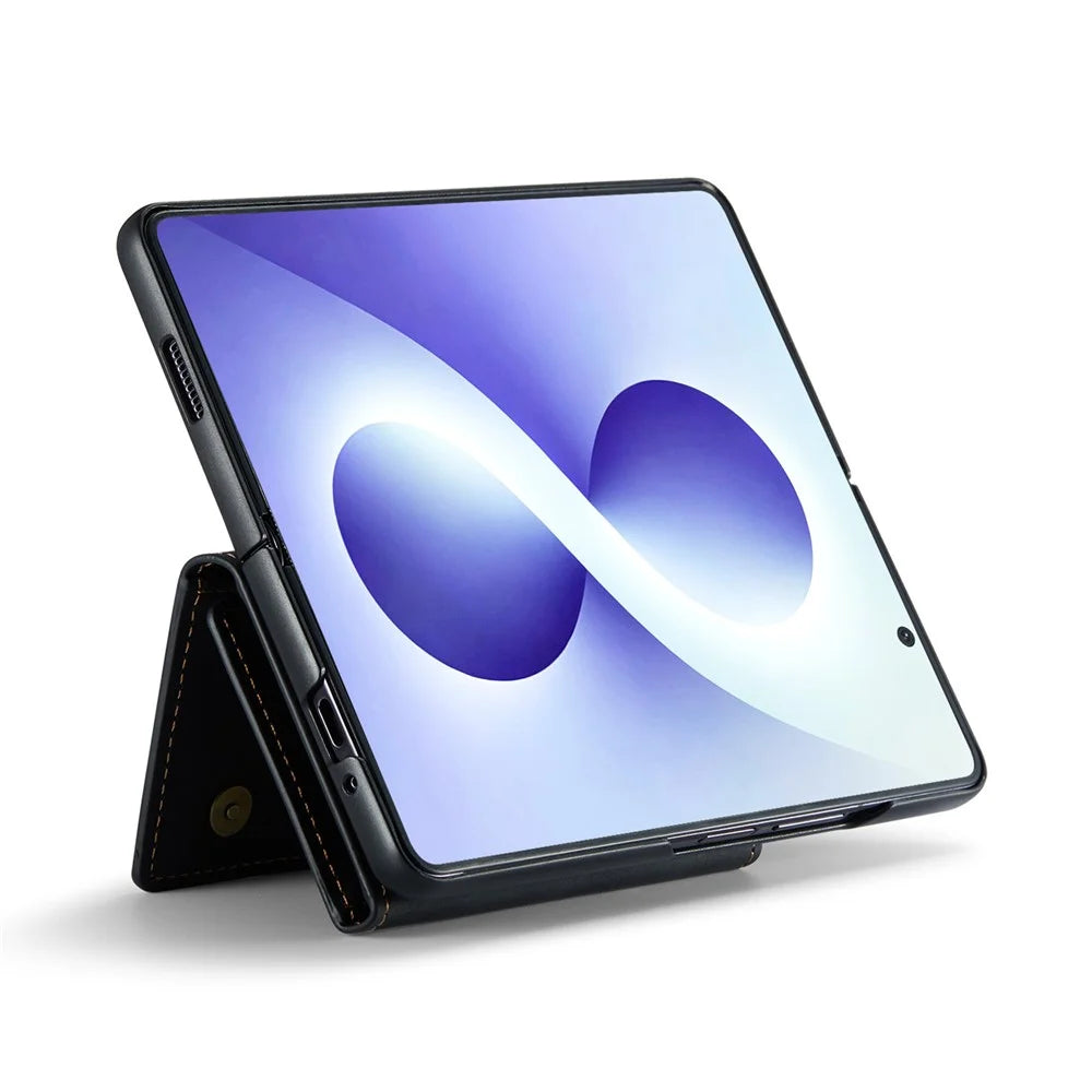 DG.MING M2 Series for Samsung Galaxy Z Fold8 Ultra Magnetic Case PU + PC + TPU Phone Cover Detachable Wallet Kickstand - Black - 4
