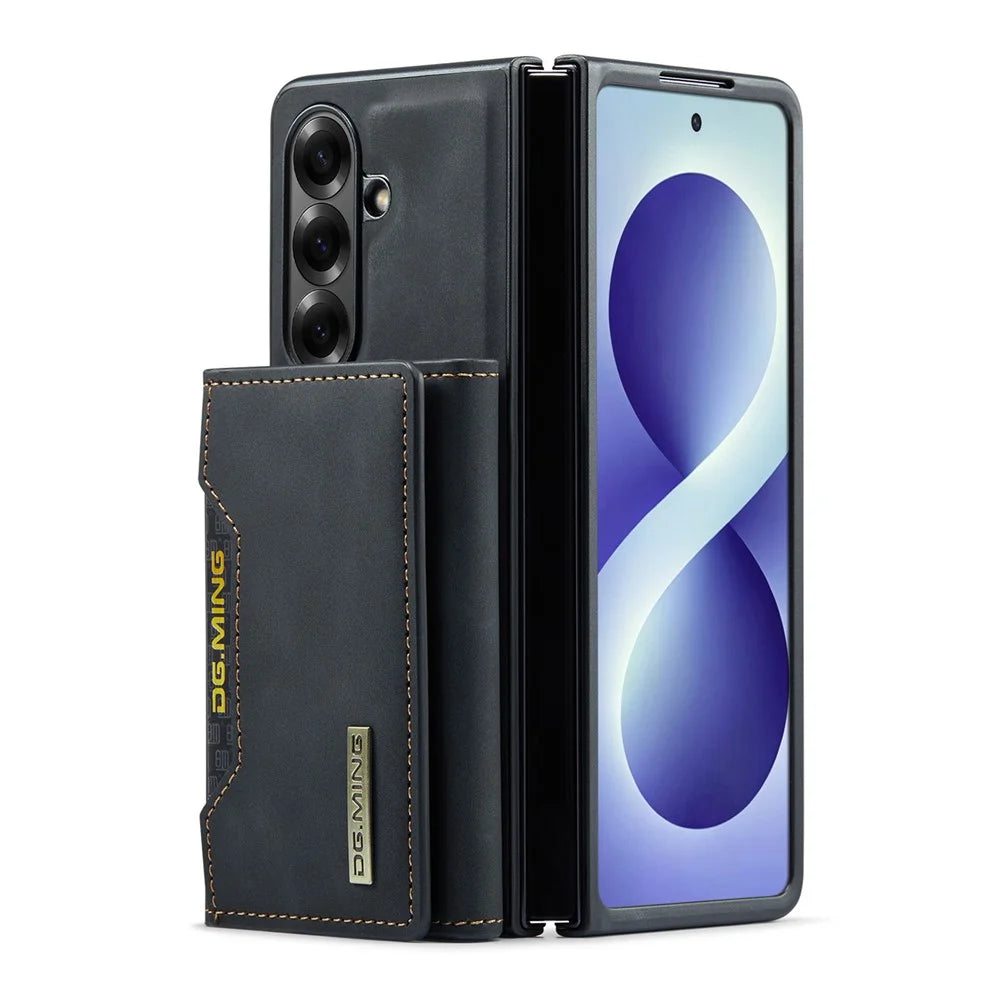 DG.MING M2 Series for Samsung Galaxy Z Fold8 Ultra Magnetic Case PU + PC + TPU Phone Cover Detachable Wallet Kickstand - Black - 6