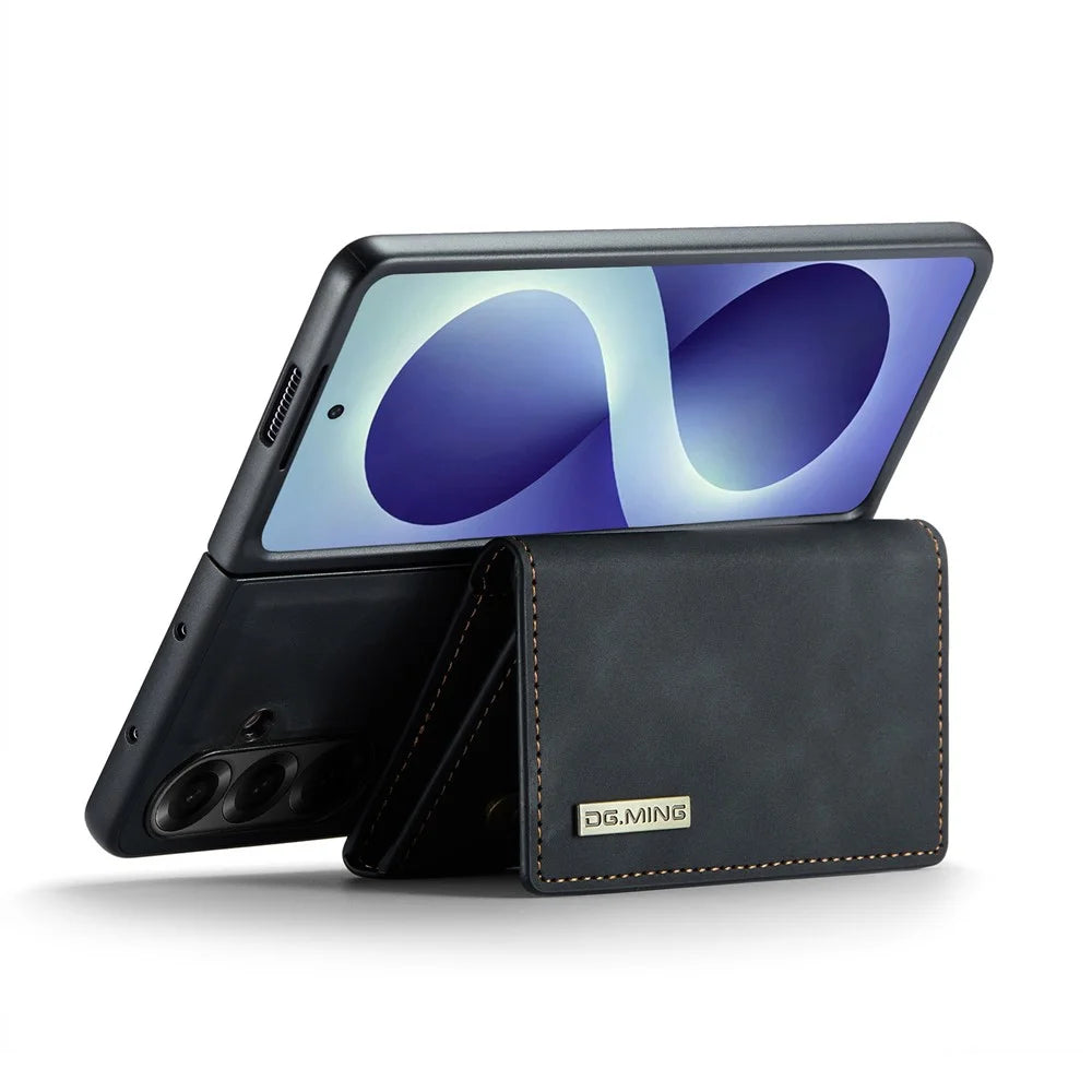 DG.MING M1 Series for Samsung Galaxy Z Fold8 Ultra Phone Case PU + TPU + PC Back Cover with Magnetic Tri-Fold Wallet Kickstand - Black - 3