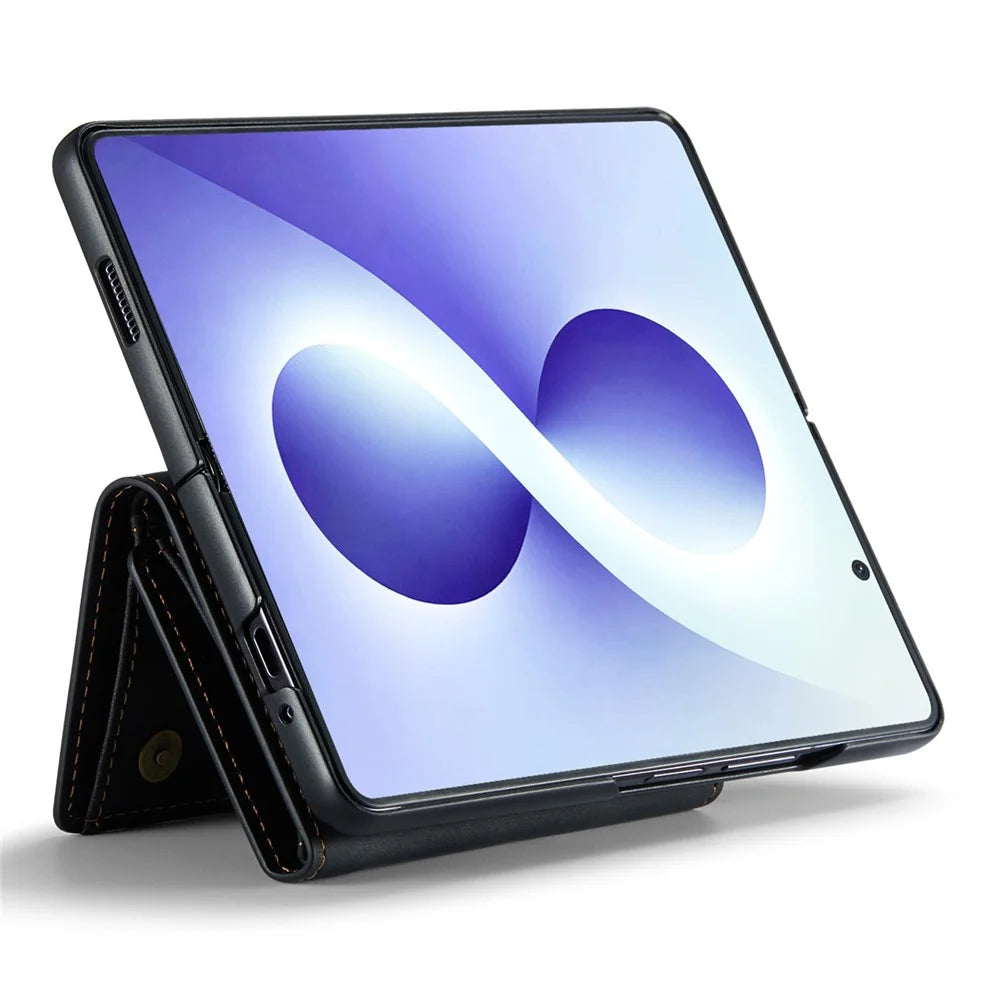 DG.MING M1 Series for Samsung Galaxy Z Fold8 Ultra Phone Case PU + TPU + PC Back Cover with Magnetic Tri-Fold Wallet Kickstand - Black - 4