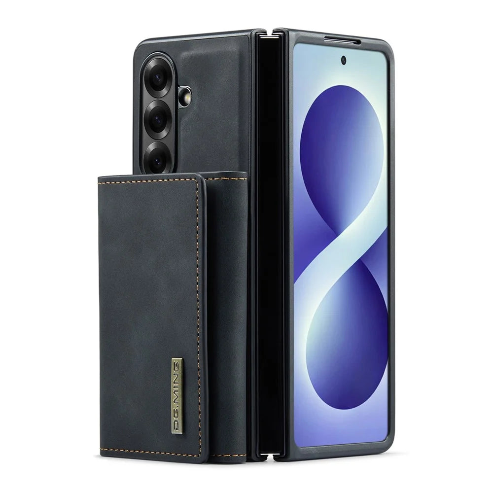 DG.MING M1 Series for Samsung Galaxy Z Fold8 Ultra Phone Case PU + TPU + PC Back Cover with Magnetic Tri-Fold Wallet Kickstand - Black - 6