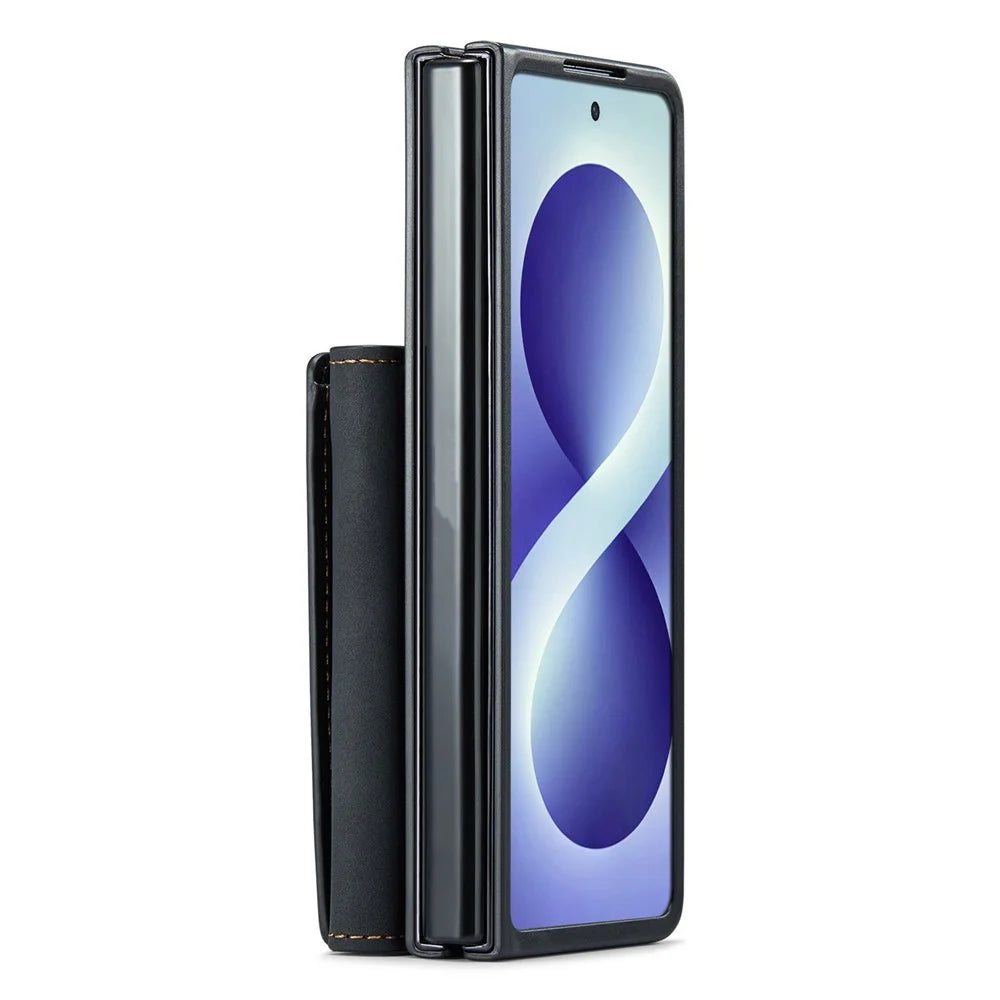 DG.MING M1 Series for Samsung Galaxy Z Fold8 Ultra Phone Case PU + TPU + PC Back Cover with Magnetic Tri-Fold Wallet Kickstand - Black - 7