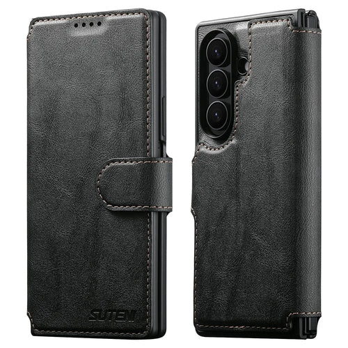 SUTENI Q-05 for Samsung Galaxy Z Fold8 Ultra Case 2 in 1 Magnetic Detachable Leather + PC Wallet Phone Cover - Black - 1