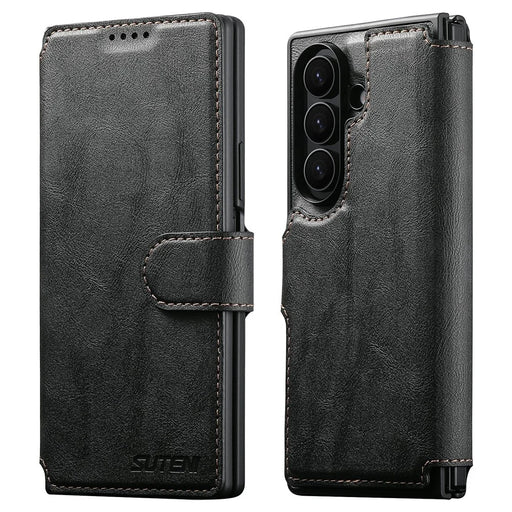 SUTENI Q-05 for Samsung Galaxy Z Fold8 Ultra Case 2 in 1 Magnetic Detachable Leather + PC Wallet Phone Cover - Black - 1