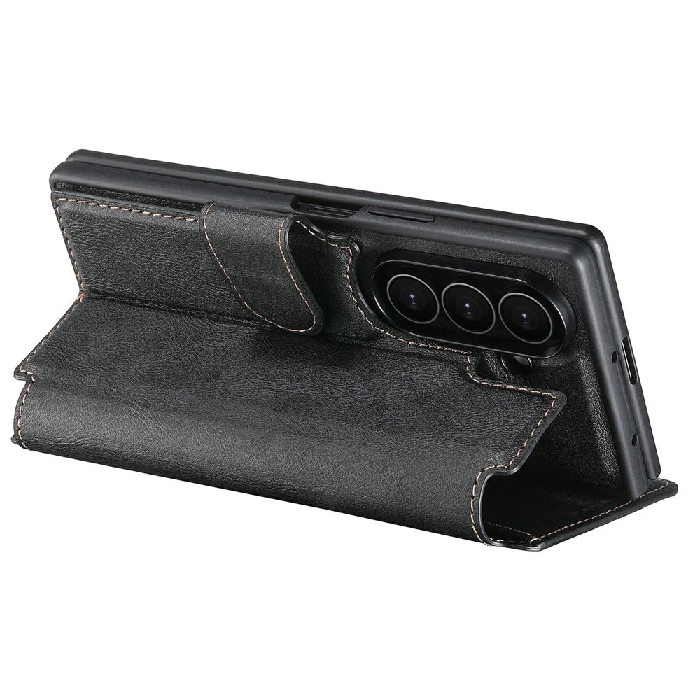 SUTENI Q-05 for Samsung Galaxy Z Fold8 Ultra Case 2 in 1 Magnetic Detachable Leather + PC Wallet Phone Cover - Black - 3