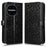 For Sharp Aquos R11 Wallet Case Dot Pattern Imprint PU Leather Phone Cover with Wrist Strap - Black - 1