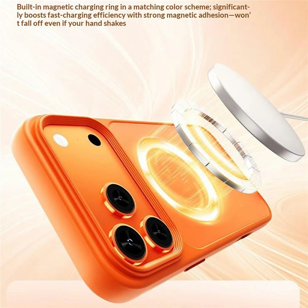 For iPhone 18 Pro / 17 Pro Magnetic Case Skin-Feel Rubberized PC + TPU Phone Cover Compatible with MagSafe - Orange - 2