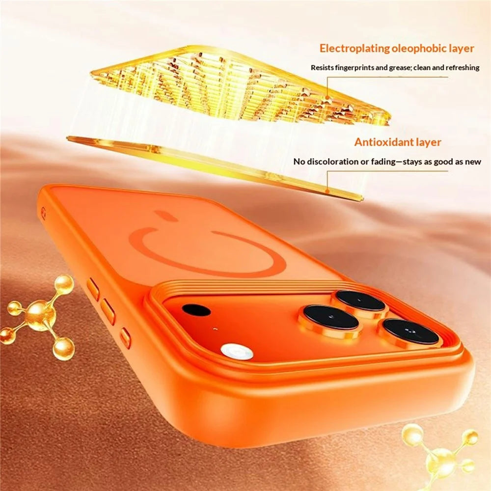 For iPhone 18 Pro / 17 Pro Magnetic Case Skin-Feel Rubberized PC + TPU Phone Cover Compatible with MagSafe - Orange - 5