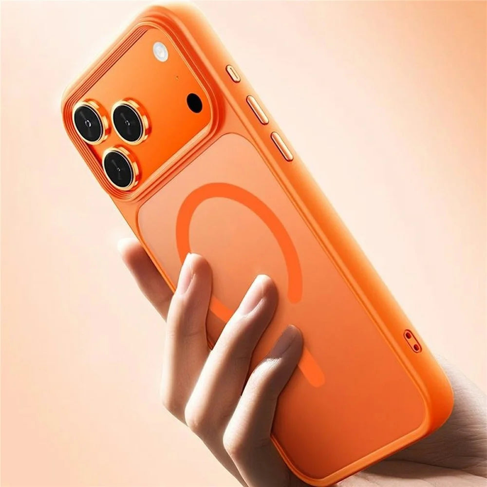 For iPhone 18 Pro / 17 Pro Magnetic Case Skin-Feel Rubberized PC + TPU Phone Cover Compatible with MagSafe - Orange - 6