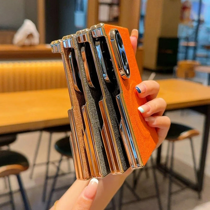For Samsung Galaxy Z Fold8 Magnetic Case Dual Axis Hinge Fabric Textured Leather + PC + TPU Phone Cover - Black - 5
