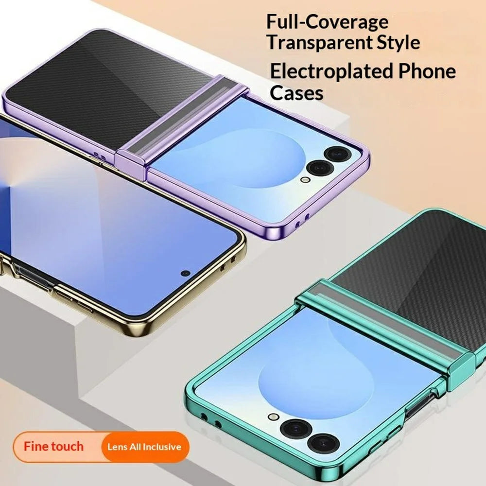 For Samsung Galaxy Z Flip8 Case Hinge Design Electroplating PC Clear Phone Cover - Green - 3