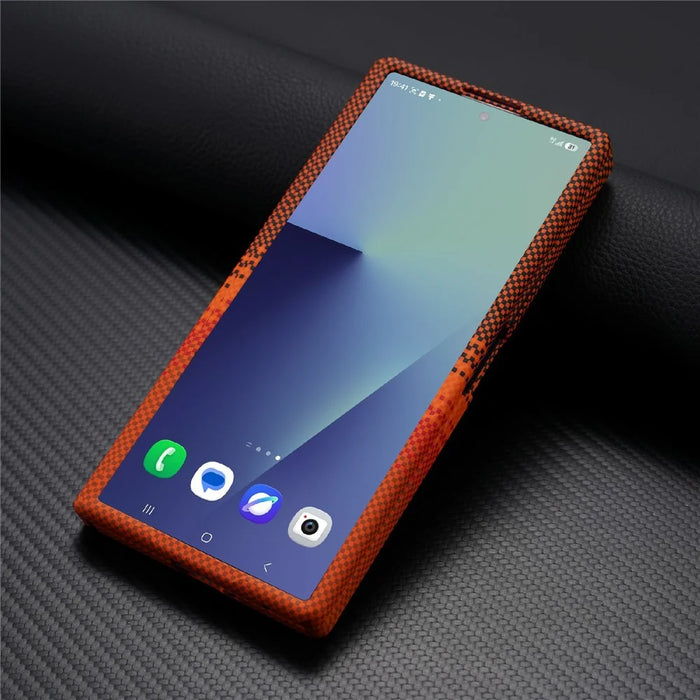 For Samsung Galaxy Z Fold7 5G Magnetic Case with Screen Protector Water Transfer Hard PC Hinge Protection Phone Cover - Orange - 3