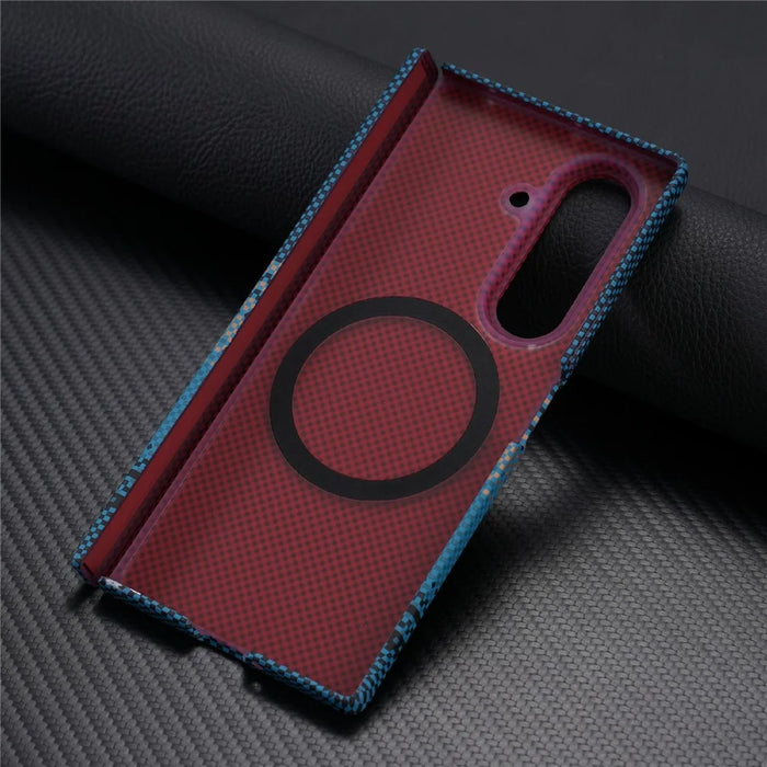 For Samsung Galaxy Z Fold7 5G Magnetic Case with Screen Protector Water Transfer Hard PC Hinge Protection Phone Cover - Orange - 4