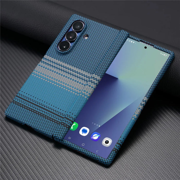 For Samsung Galaxy Z Fold7 5G Magnetic Case with Screen Protector Water Transfer Hard PC Hinge Protection Phone Cover - Orange - 5