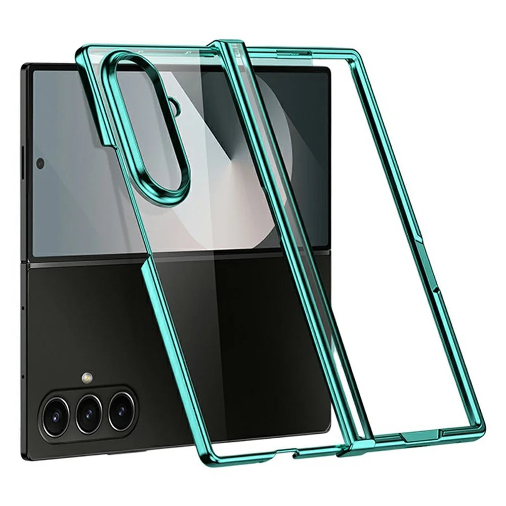 For Samsung Galaxy Z Fold8 Ultra Case Hinge Design Electroplating PC Clear Phone Cover - Green - 1