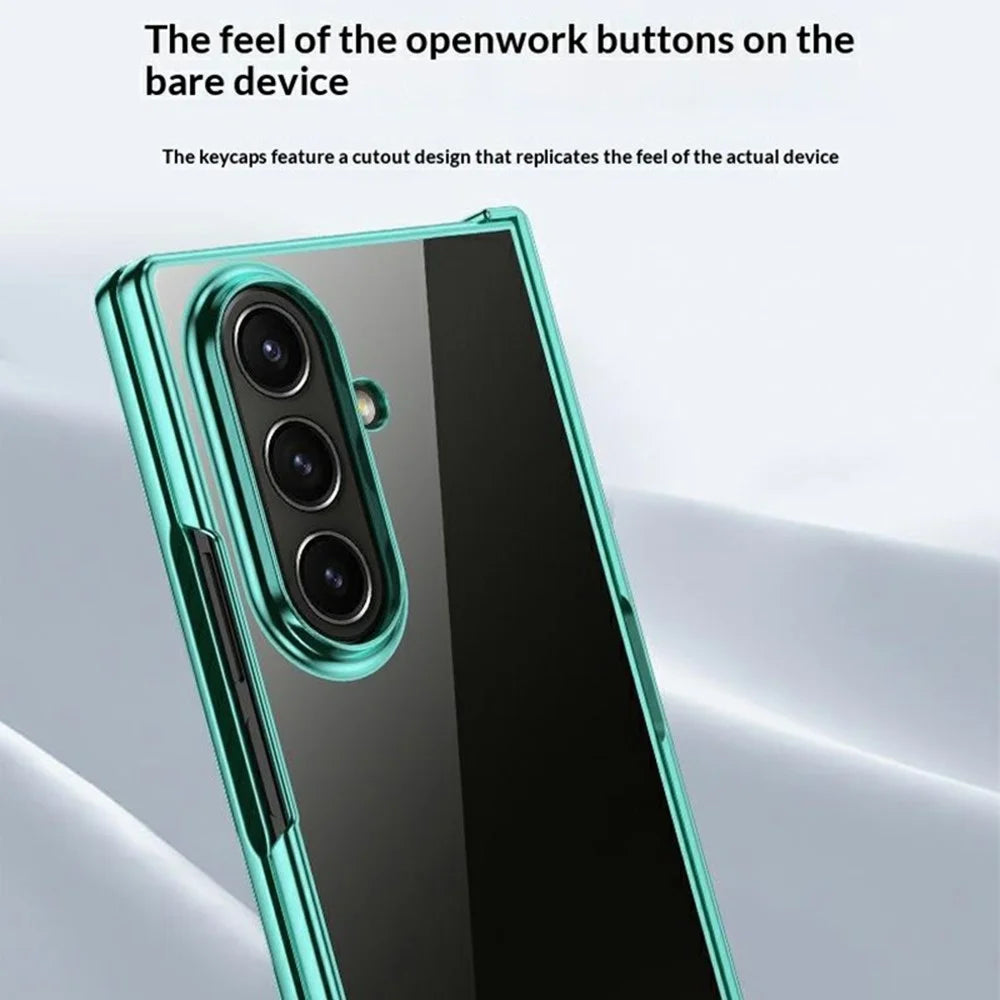 For Samsung Galaxy Z Fold8 Ultra Case Hinge Design Electroplating PC Clear Phone Cover - Green - 3