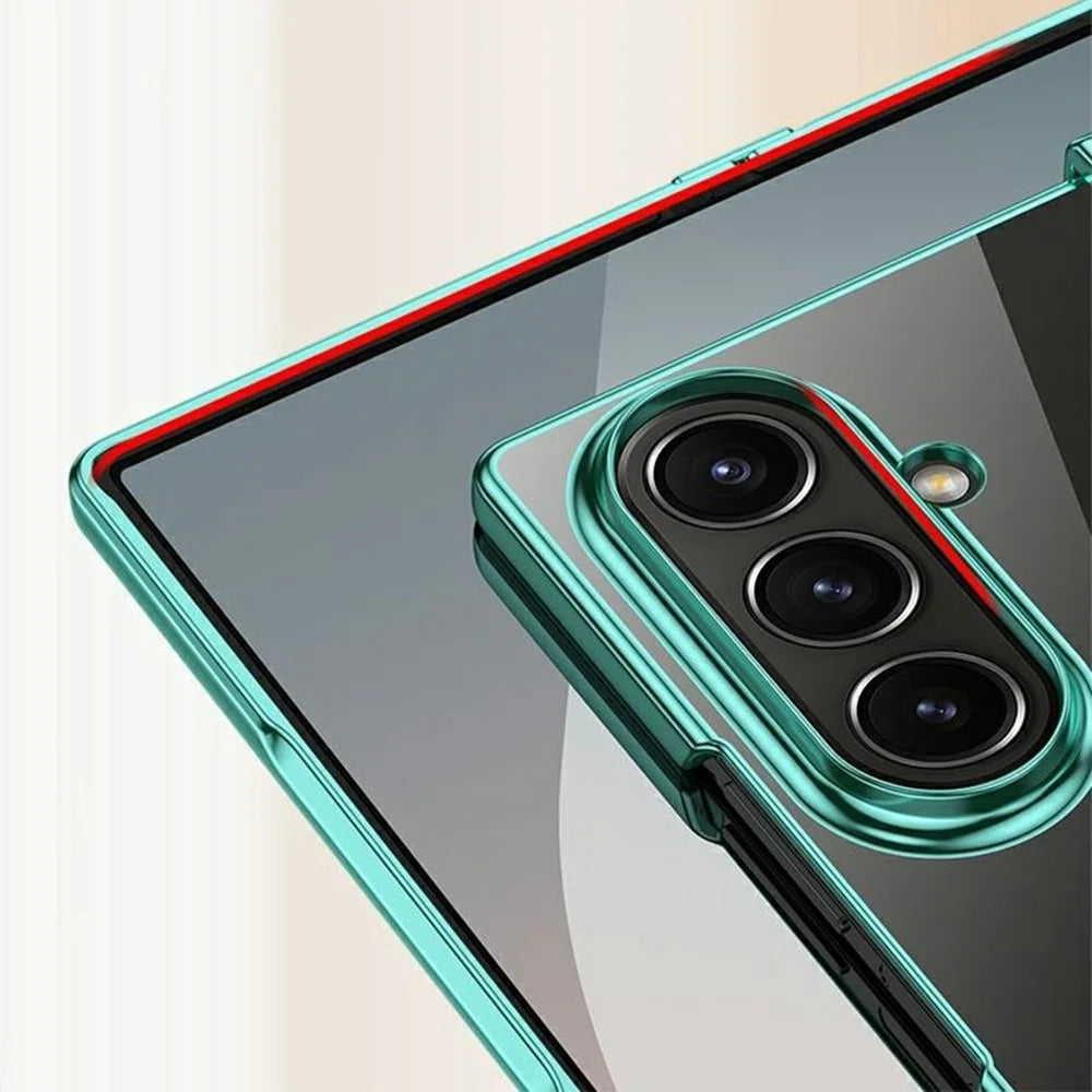 For Samsung Galaxy Z Fold8 Ultra Case Hinge Design Electroplating PC Clear Phone Cover - Green - 7