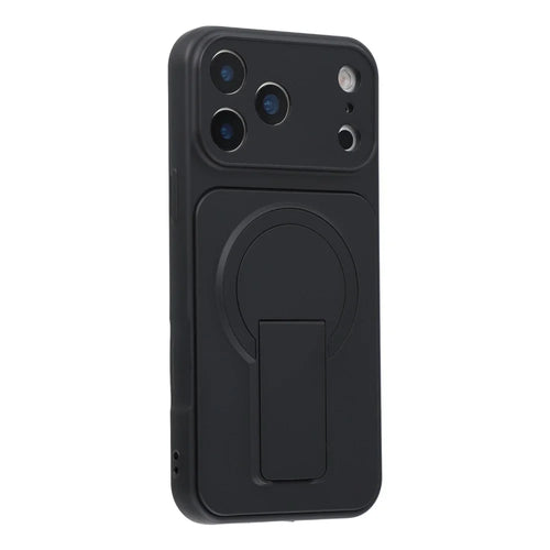For iPhone 17 Pro Max Case Invisible Kickstand Rubberized Acrylic + TPU Shockproof Phone Cover - Black - 1