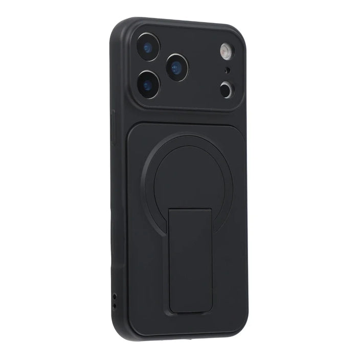 For iPhone 17 Pro Case Invisible Kickstand Rubberized Acrylic + TPU Shockproof Phone Cover - Black - 1