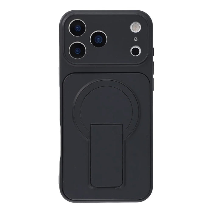 For iPhone 17 Pro Case Invisible Kickstand Rubberized Acrylic + TPU Shockproof Phone Cover - Black - 2
