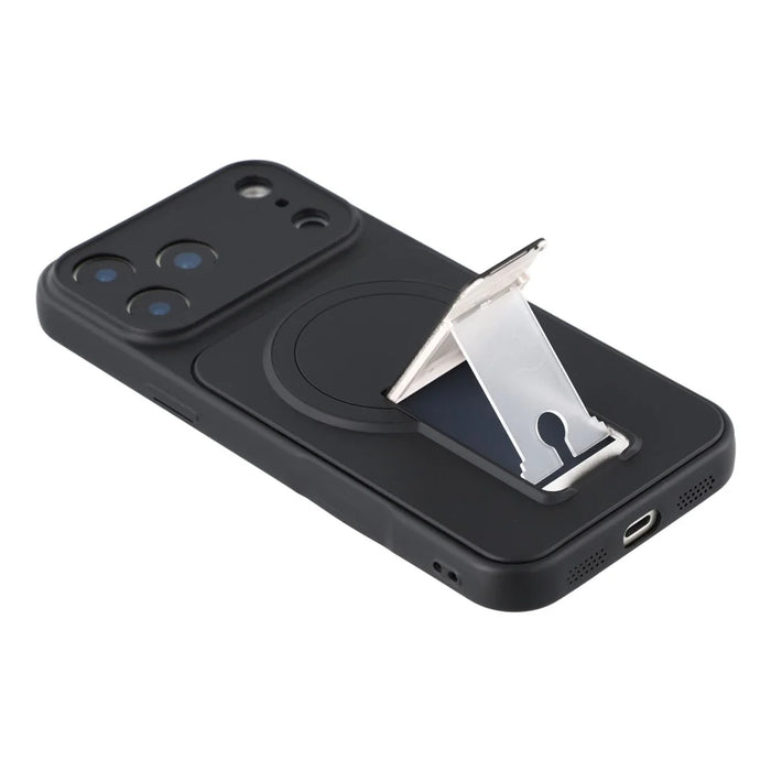 For iPhone 17 Pro Case Invisible Kickstand Rubberized Acrylic + TPU Shockproof Phone Cover - Black - 4